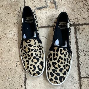 KATE SPADE KEDS NWOT PONY HAIR LEOPARD SNEAKERS SIZE 7.5
